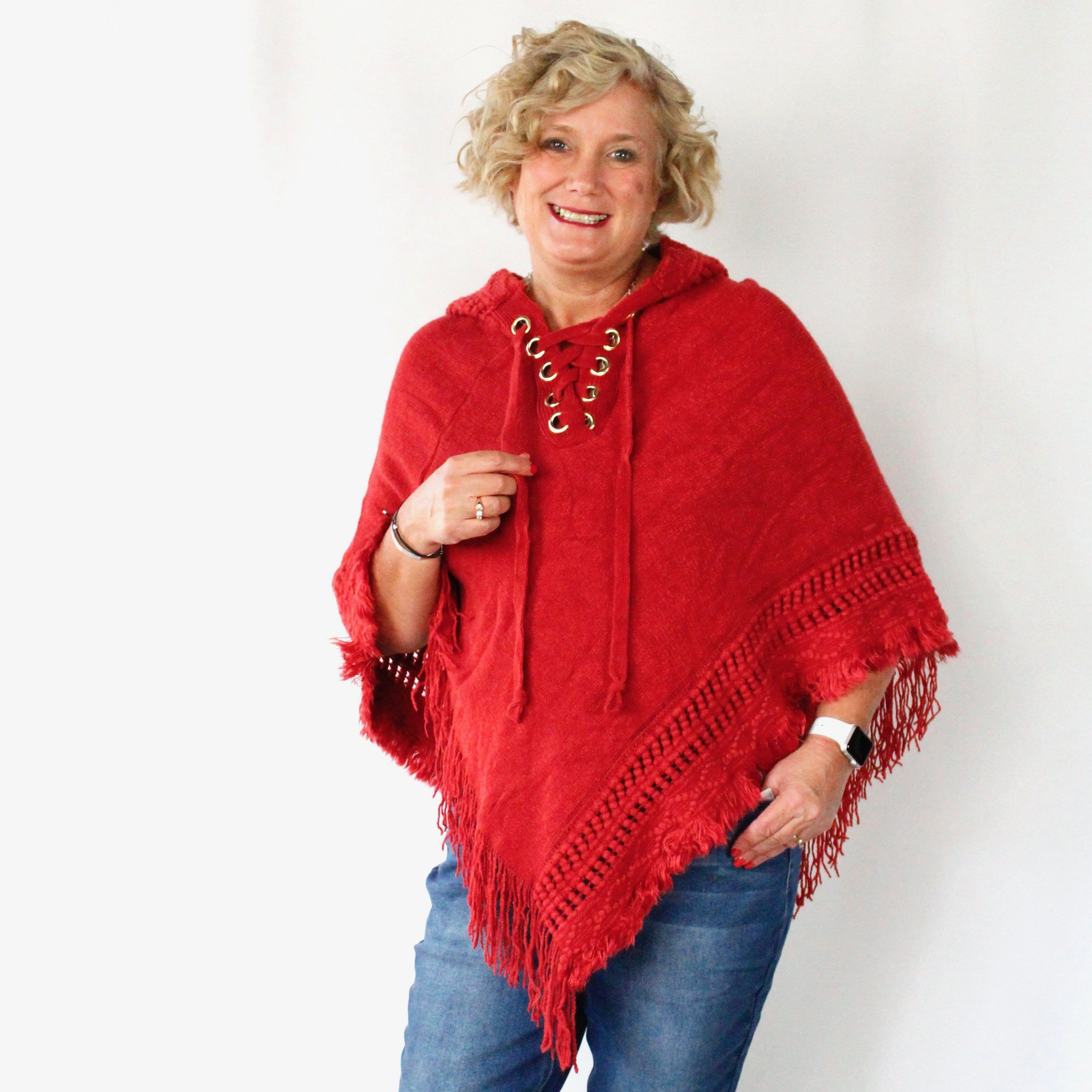 Fringe Lace-Up Poncho