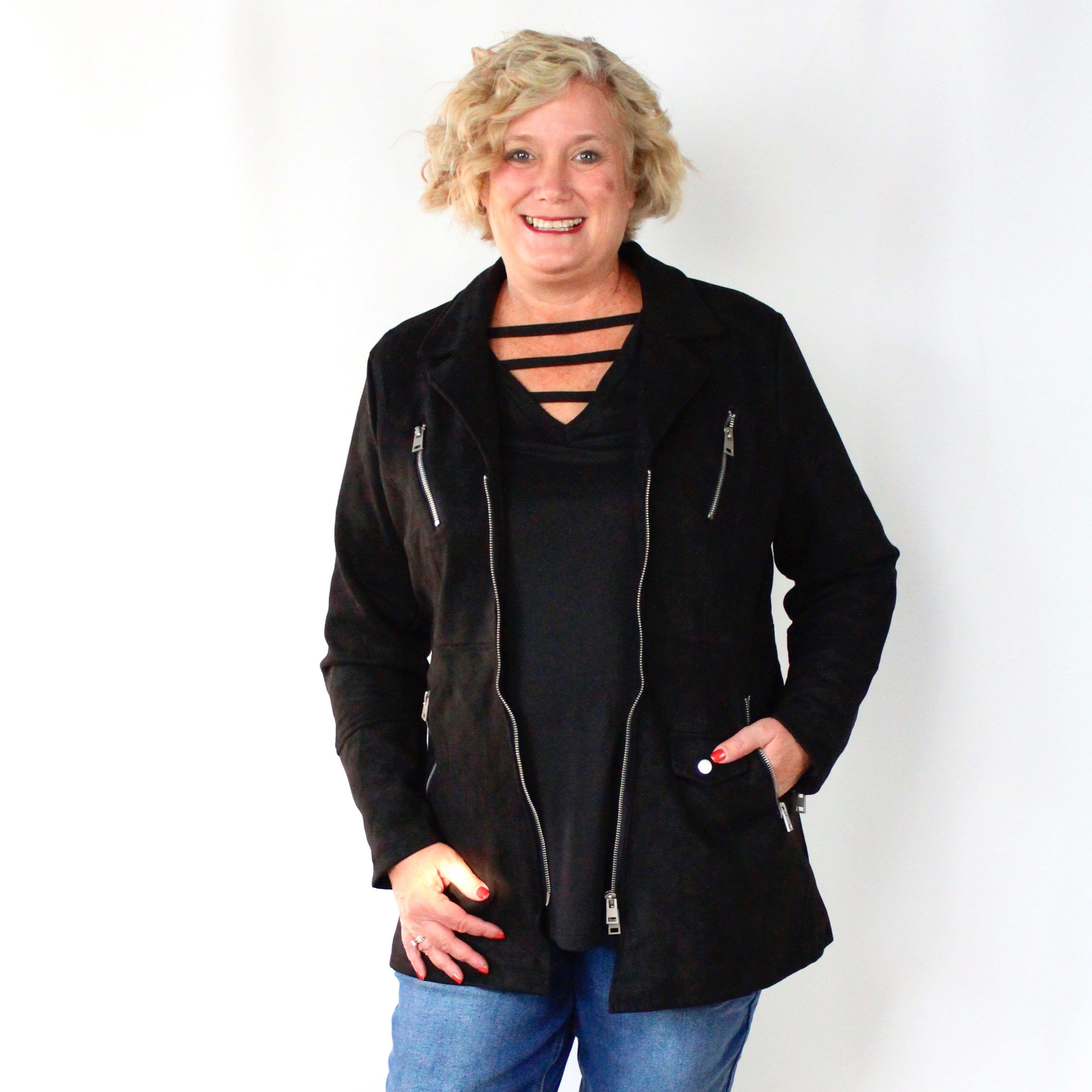 Suede-Feel Fashion Jacket