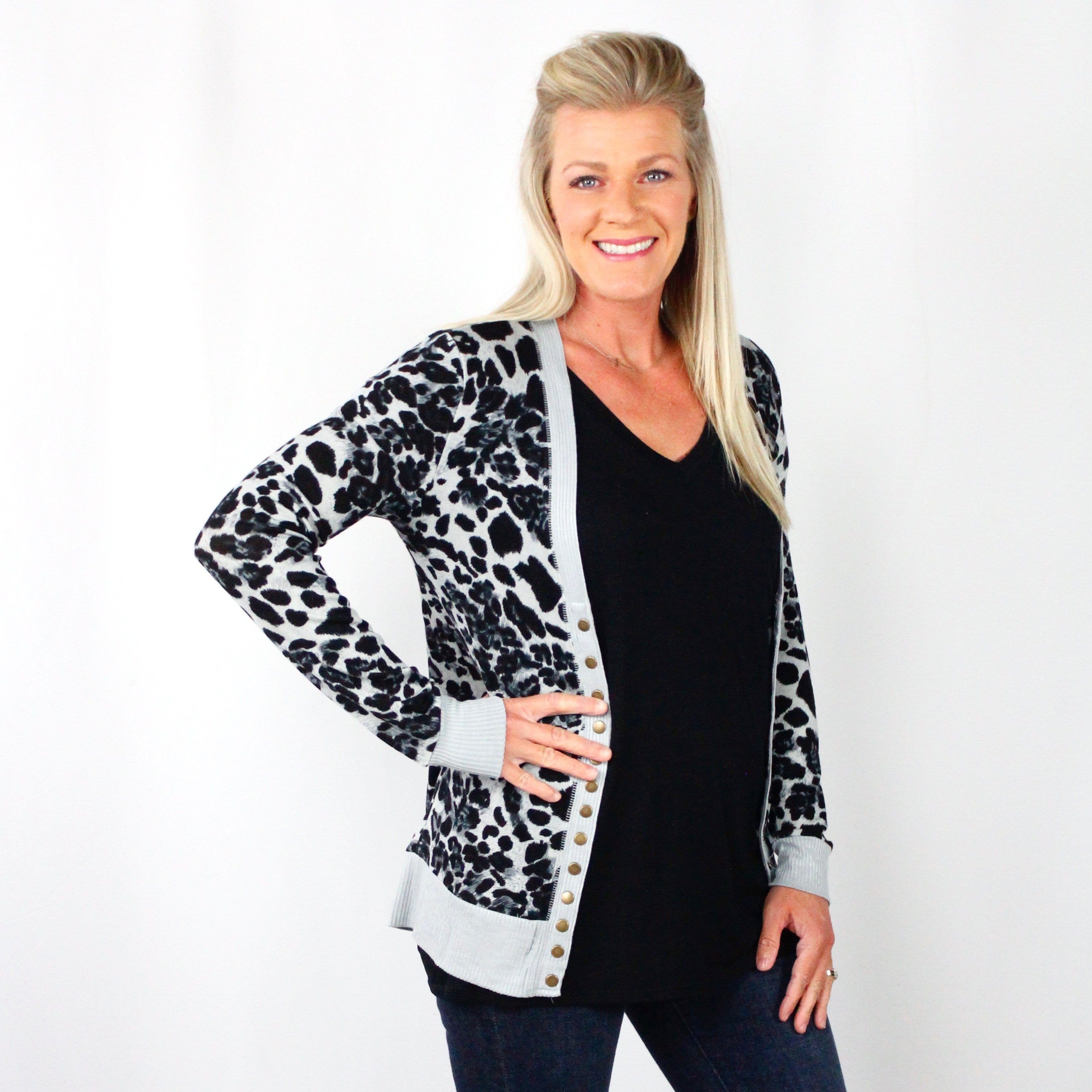 Leopard Snap Cardigan