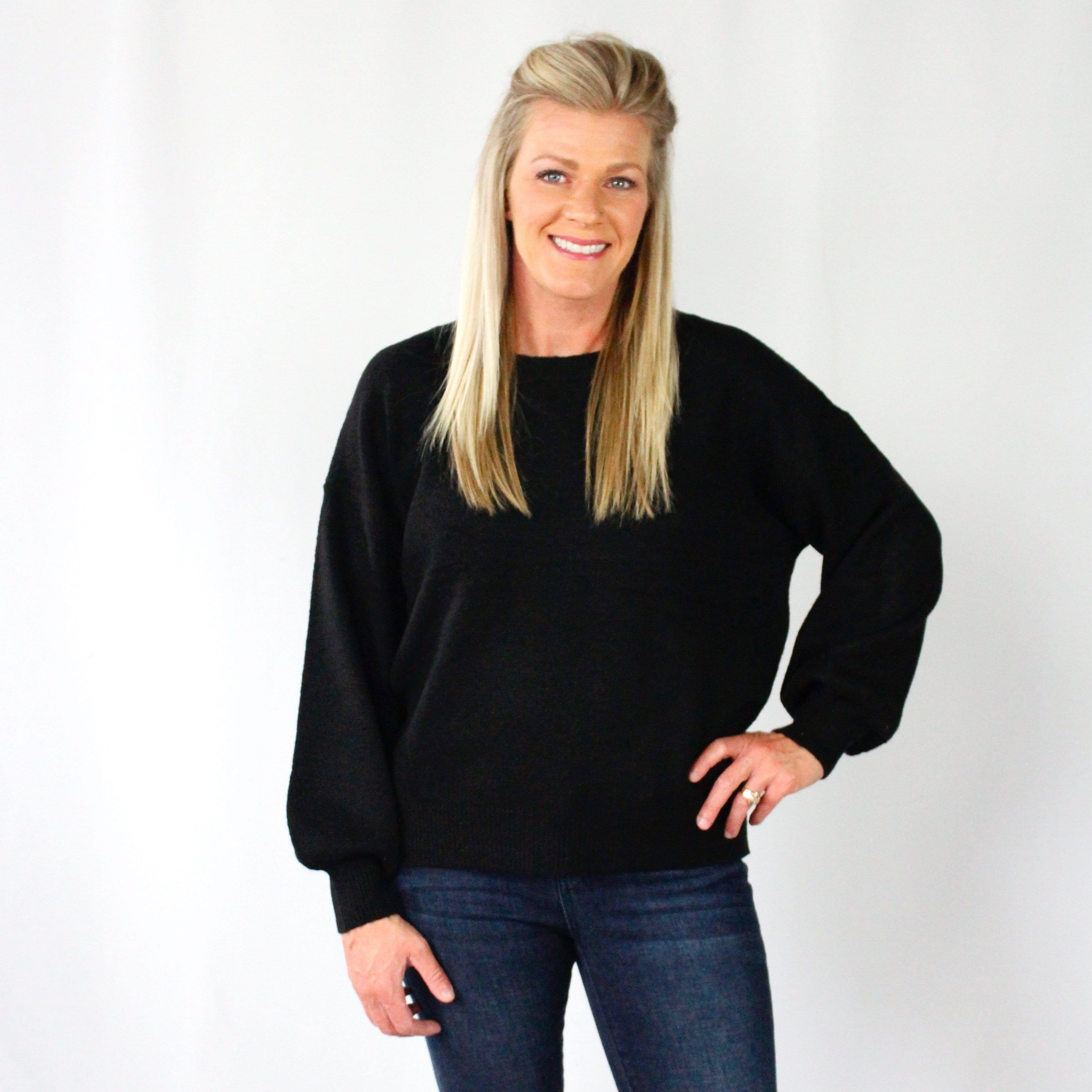 Black Basic Knit Sweater