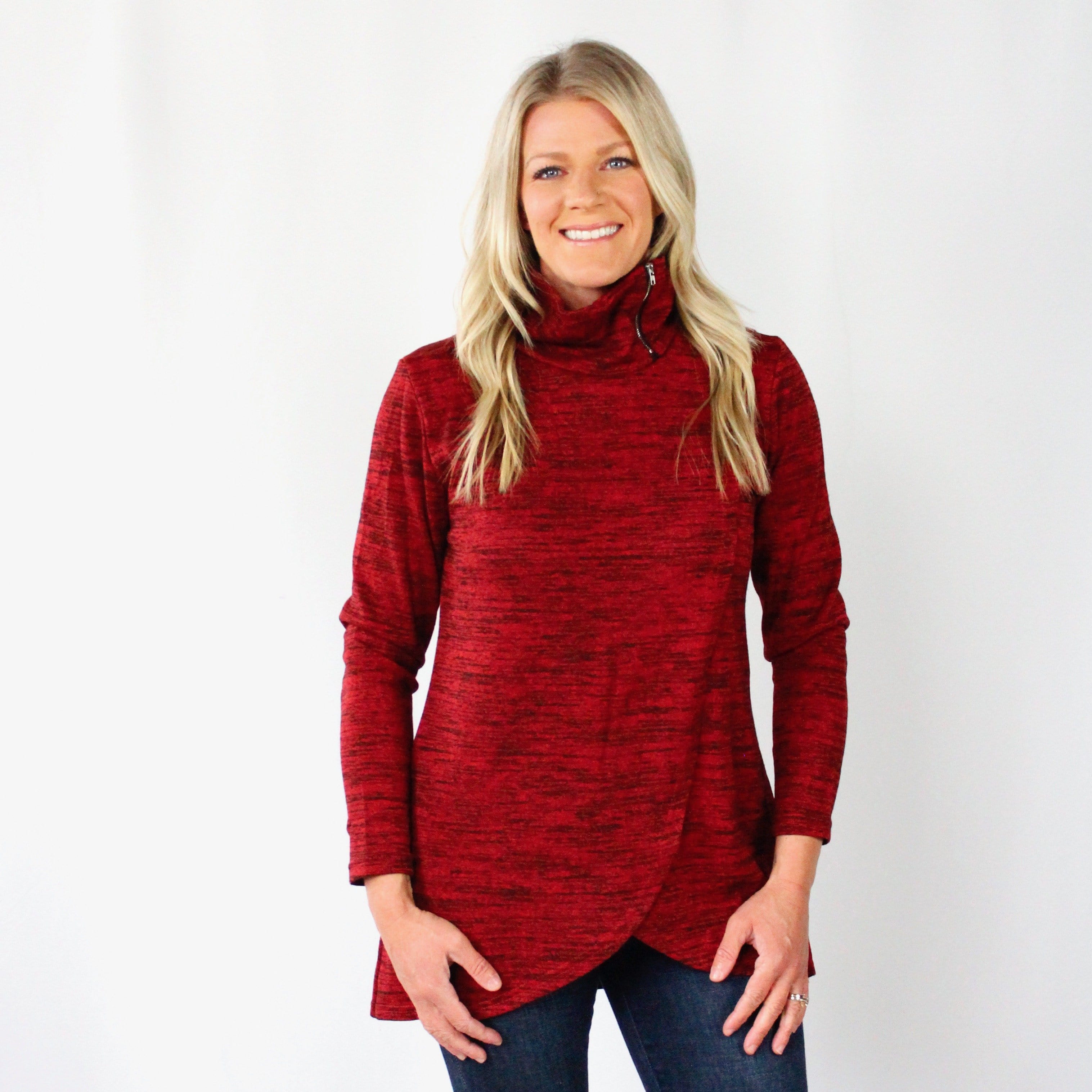 Cowl Zip Neck Tunic