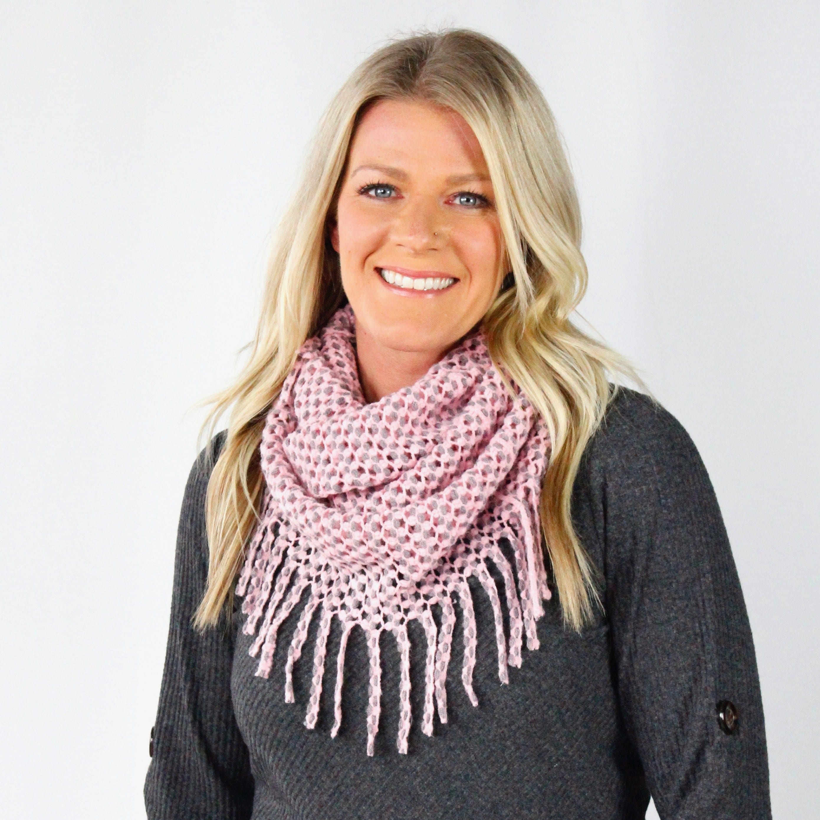 2-Tone Fringe Infinity Scarf