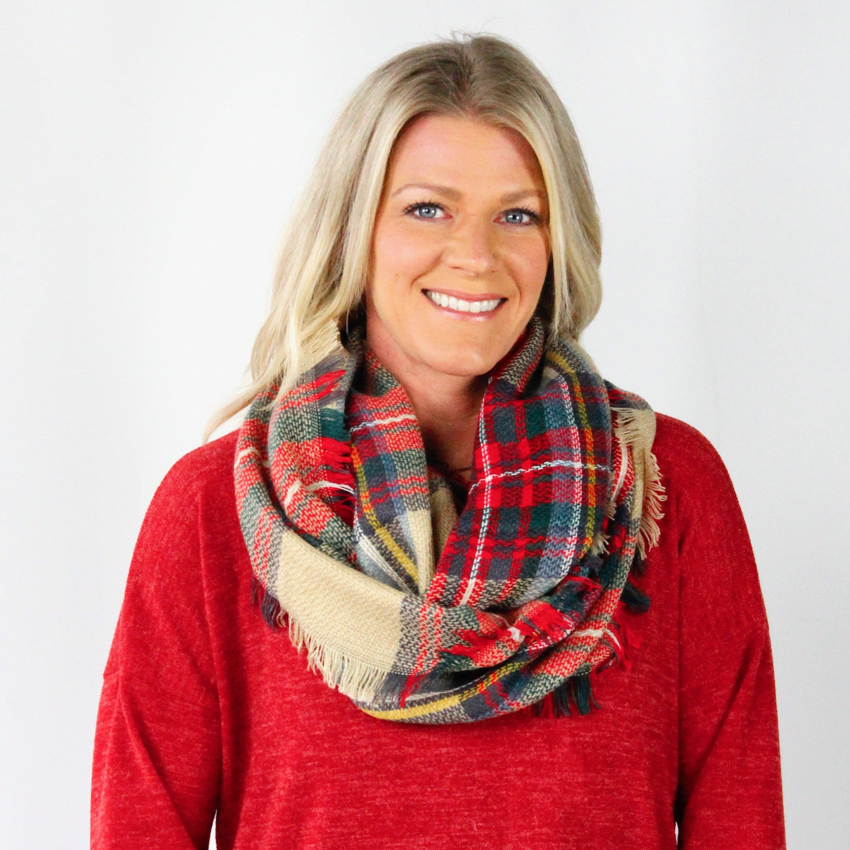 Woven Plaid Infinity Scarf