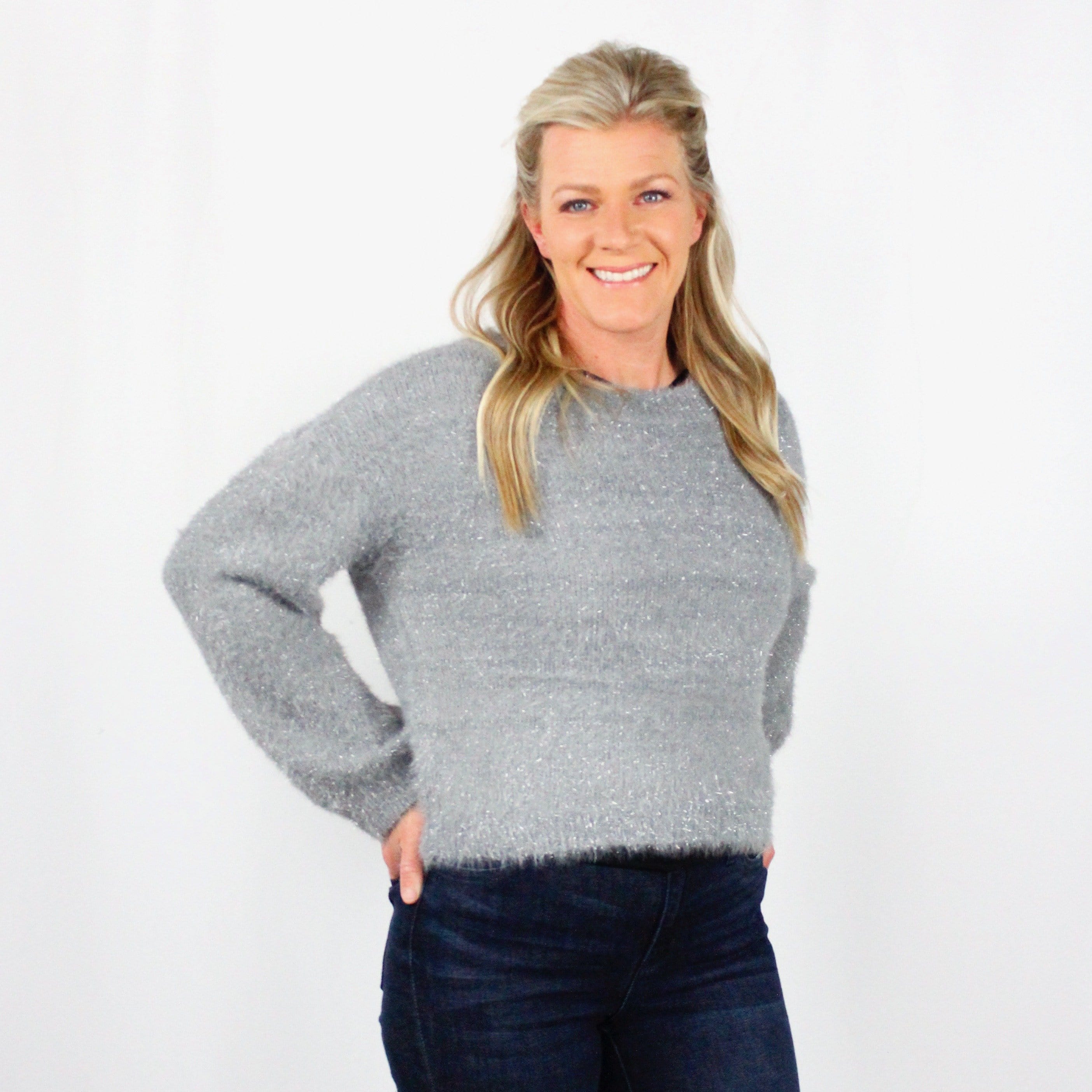 Grey Sparkle Fuzzy Sweater