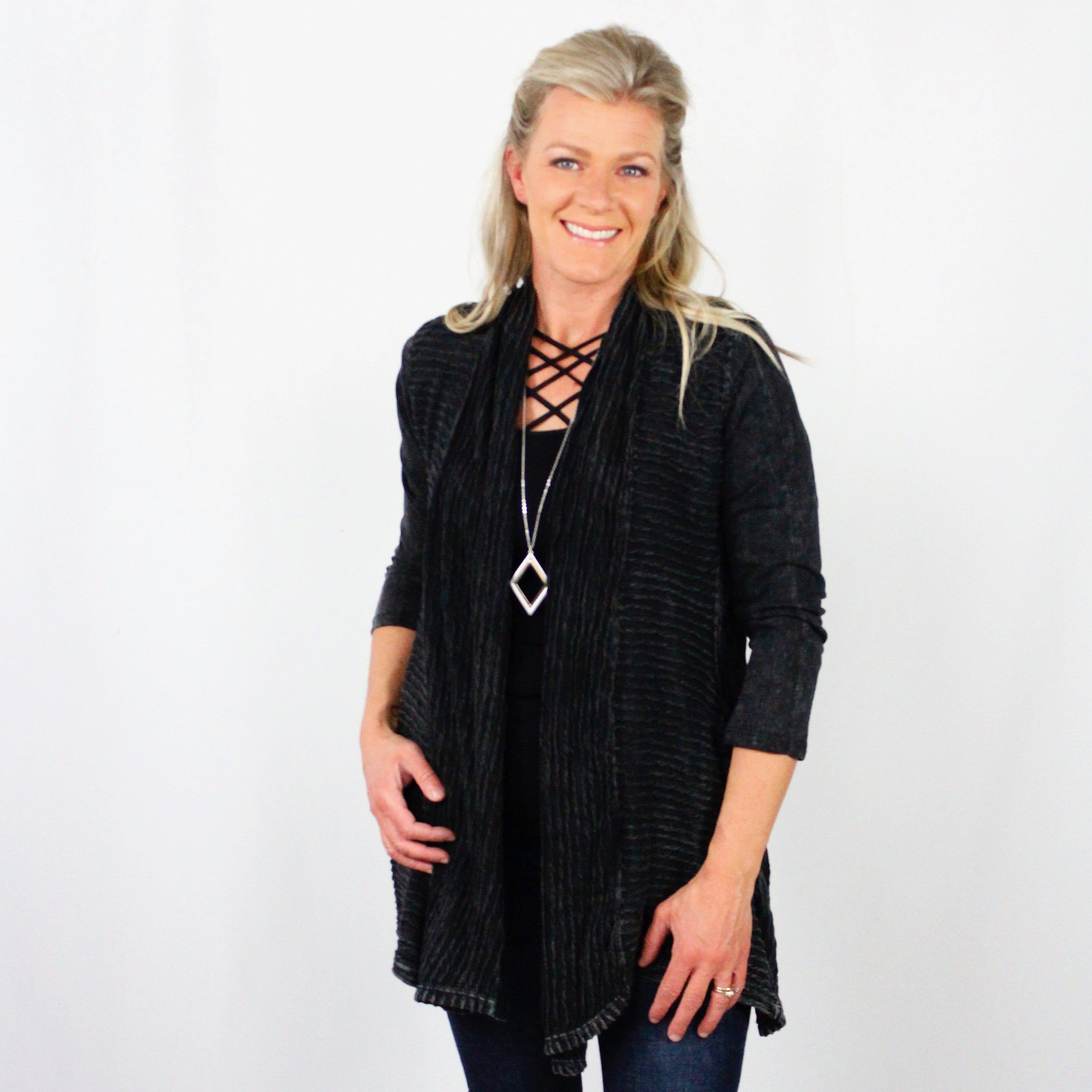 Wave Knit Contrast Cardigan