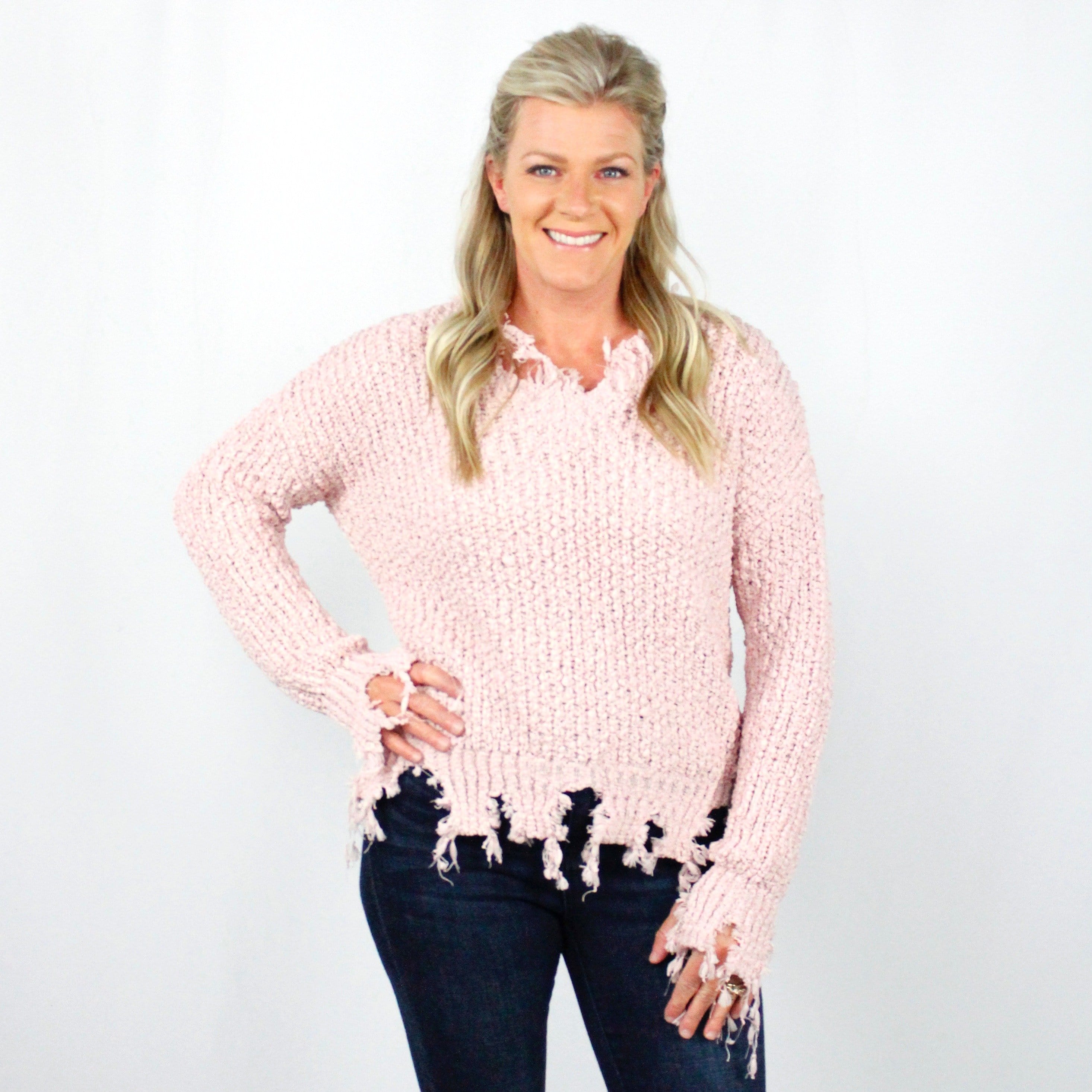 Popcorn Distressed Sweater