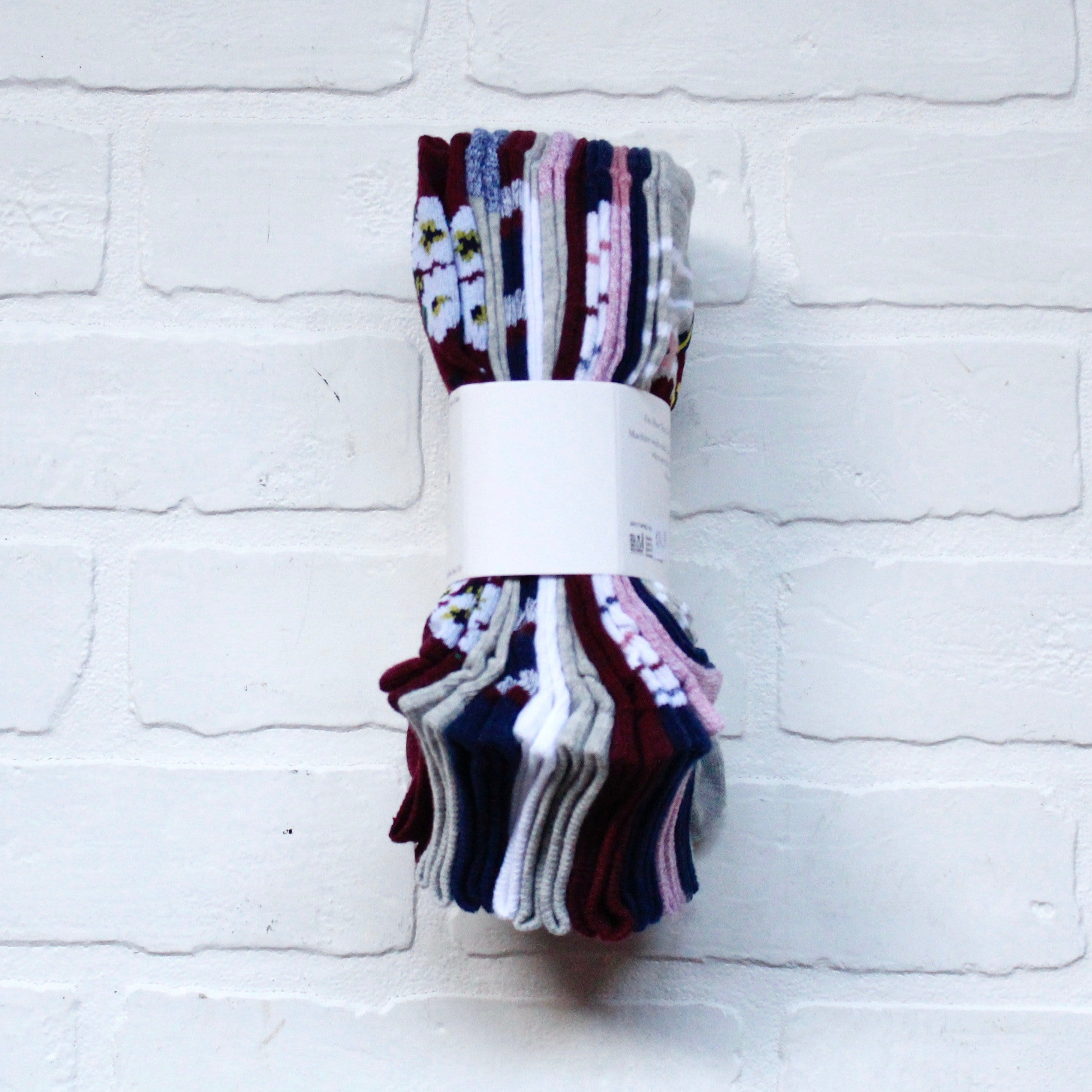 10pk Burgundy Floral Socks