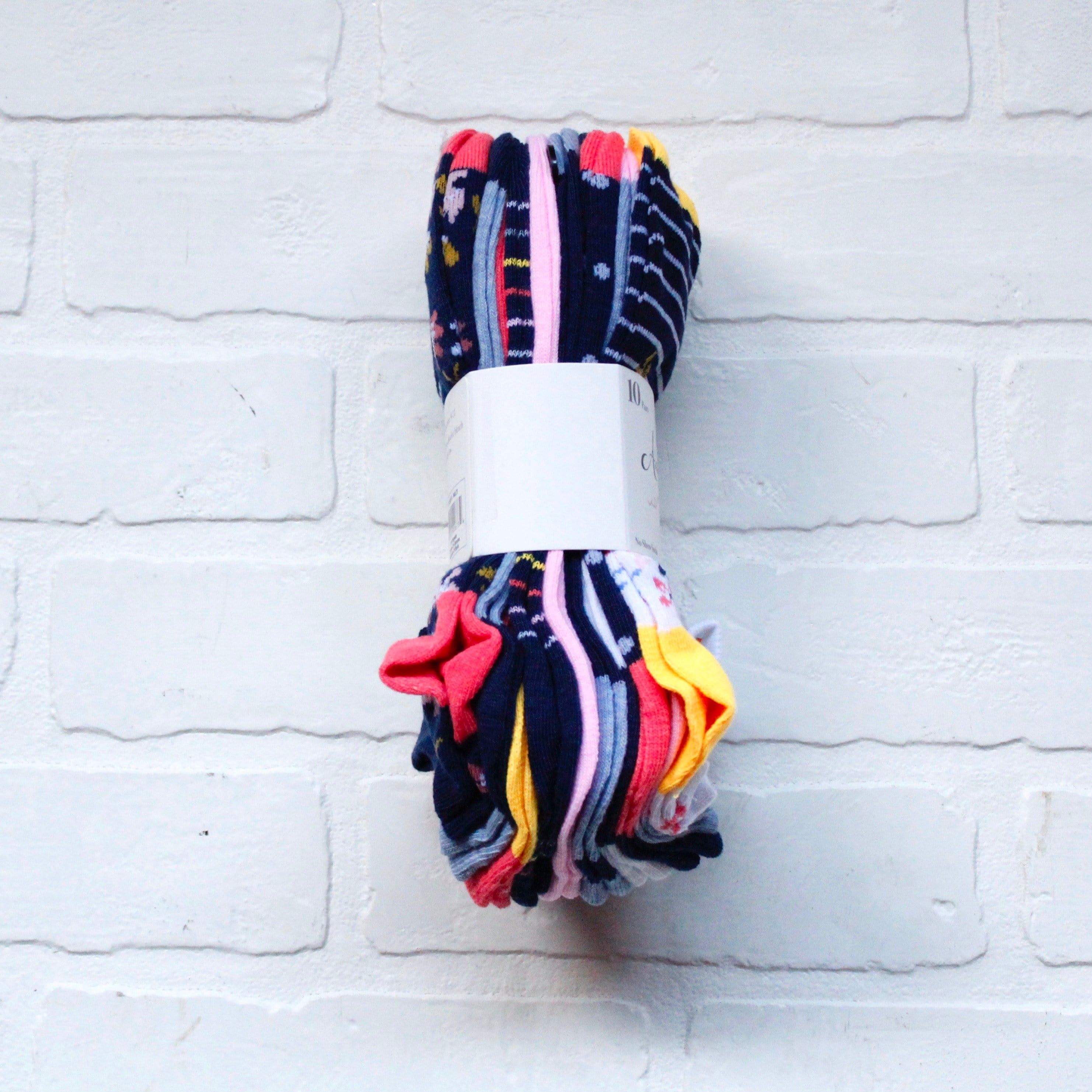 10 Pk Navy Floral Socks