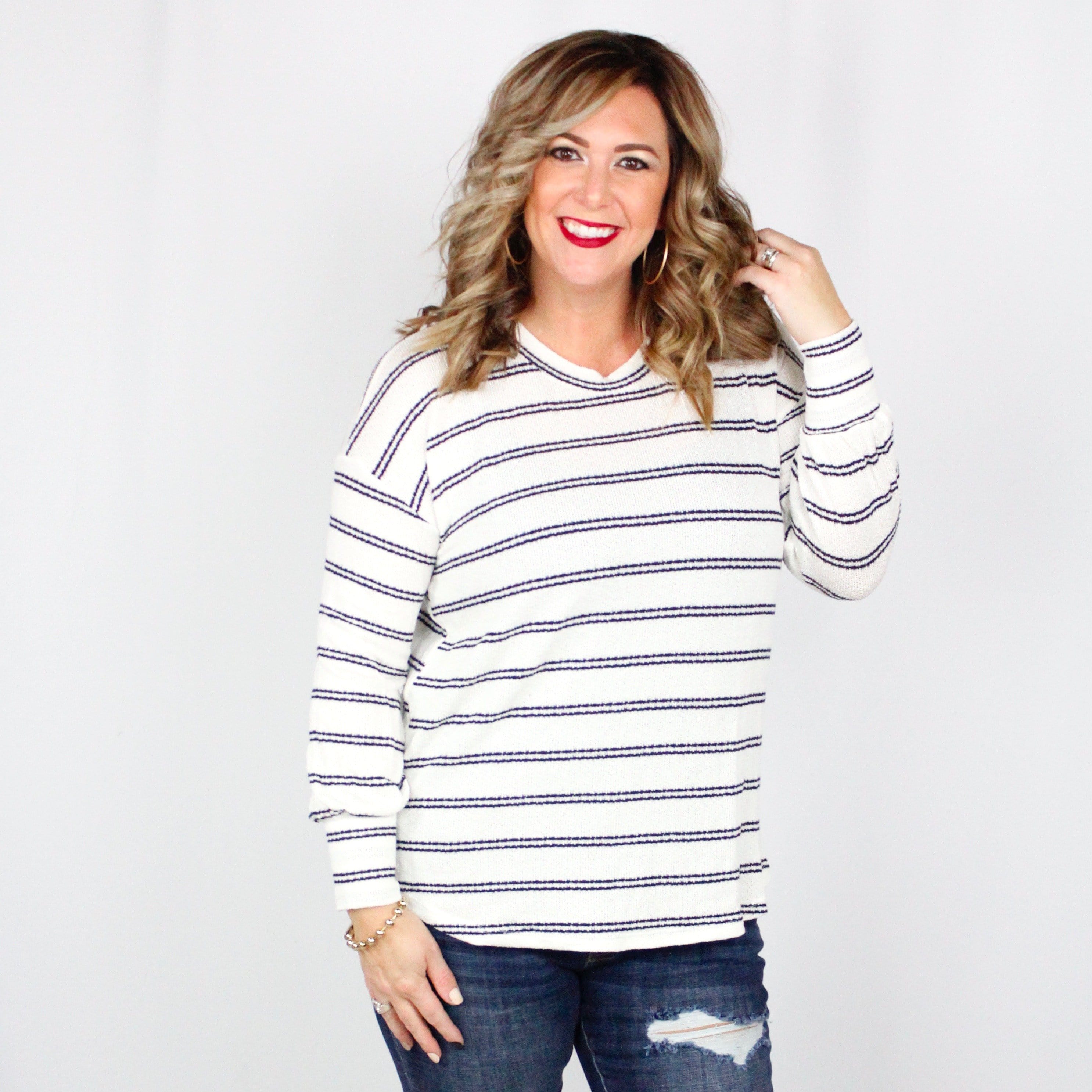 Lightweight Dolman Stripe Sweater