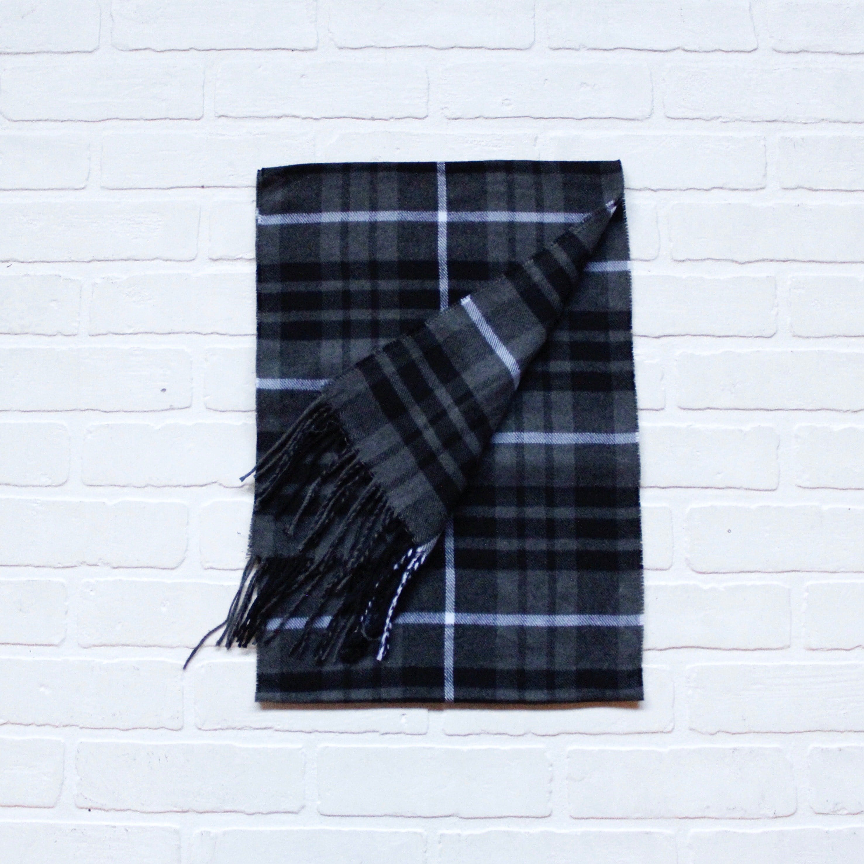 Cashmere Feel Scarf Charcoal Plaid