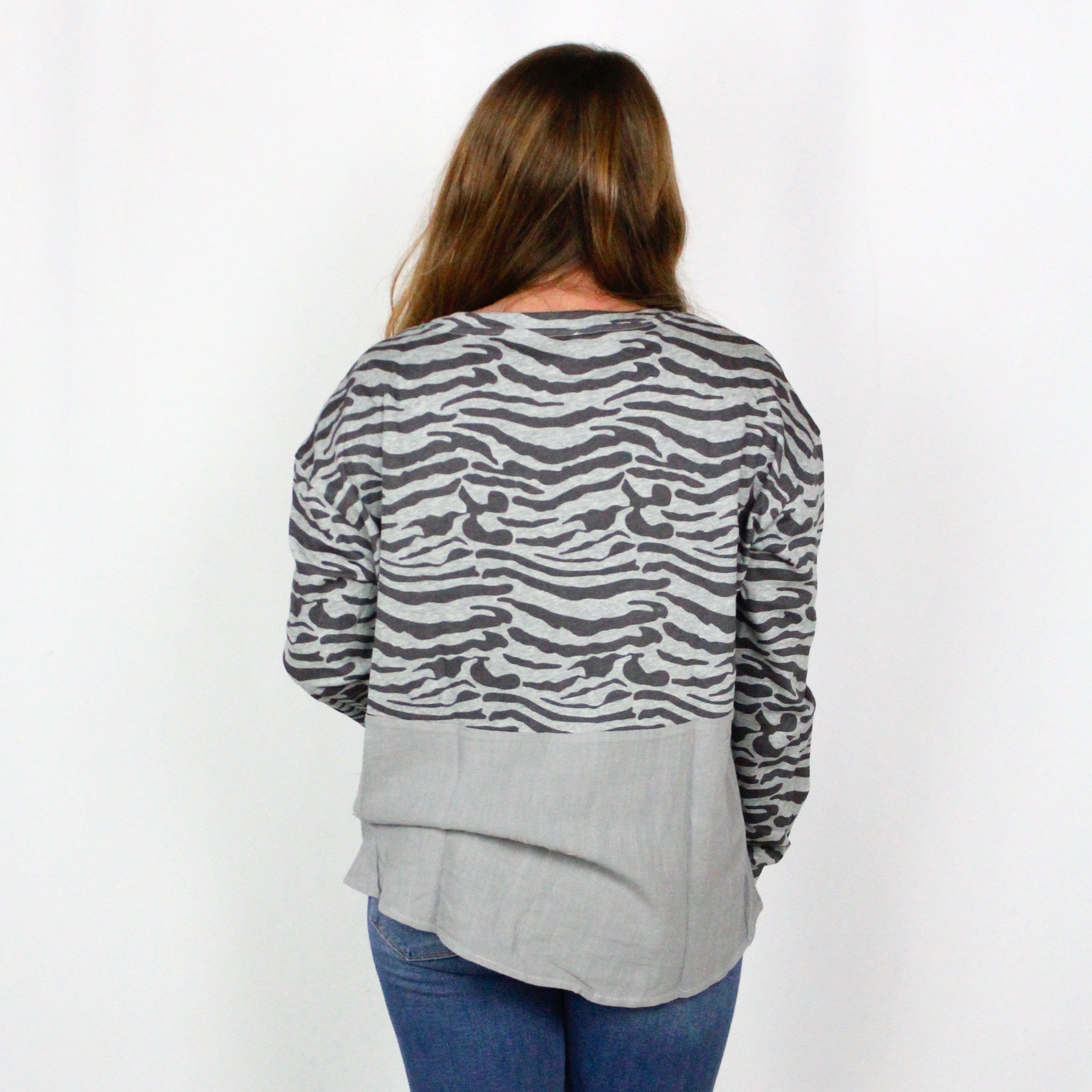 Grey Zebra Print Top