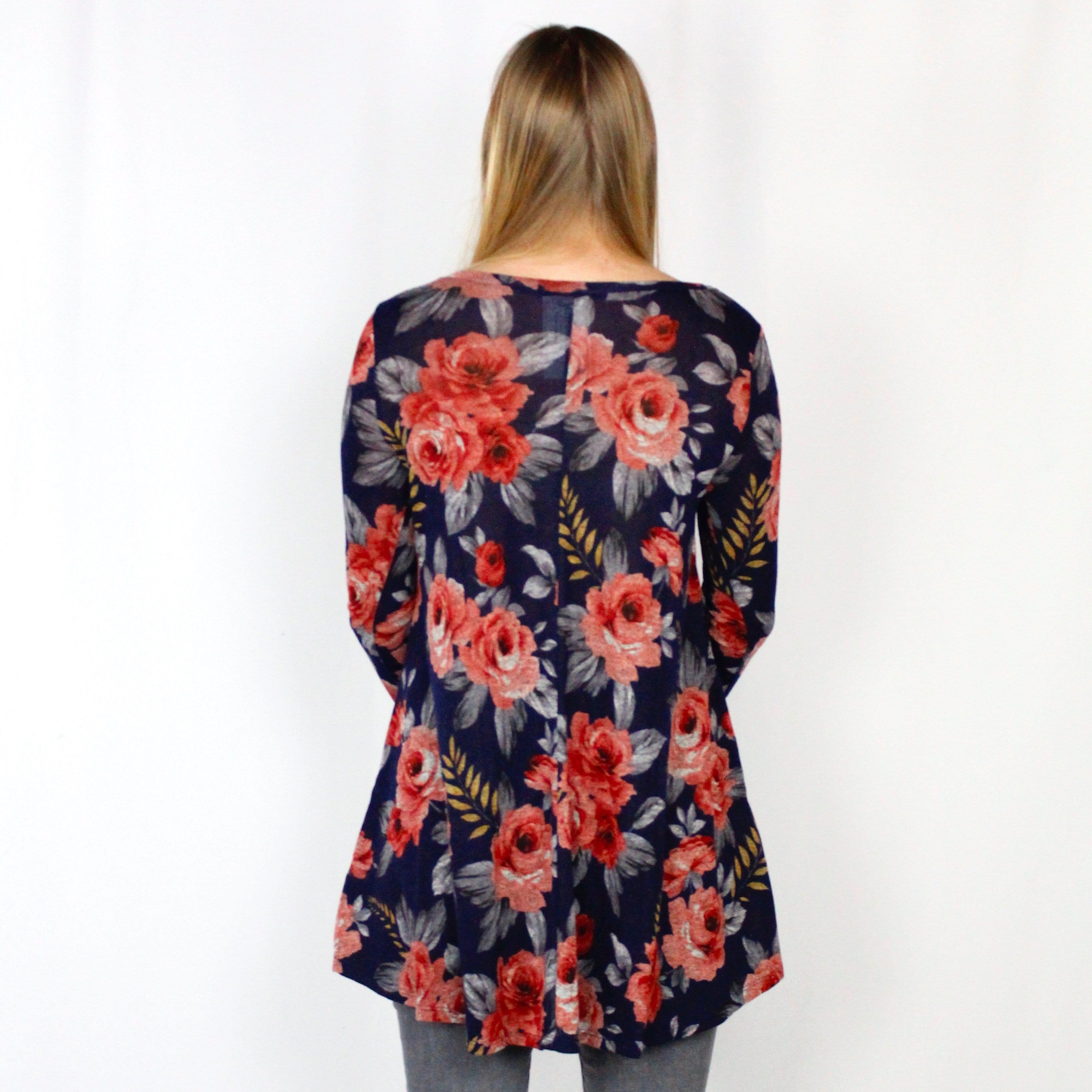 Floral Print Navy Dress