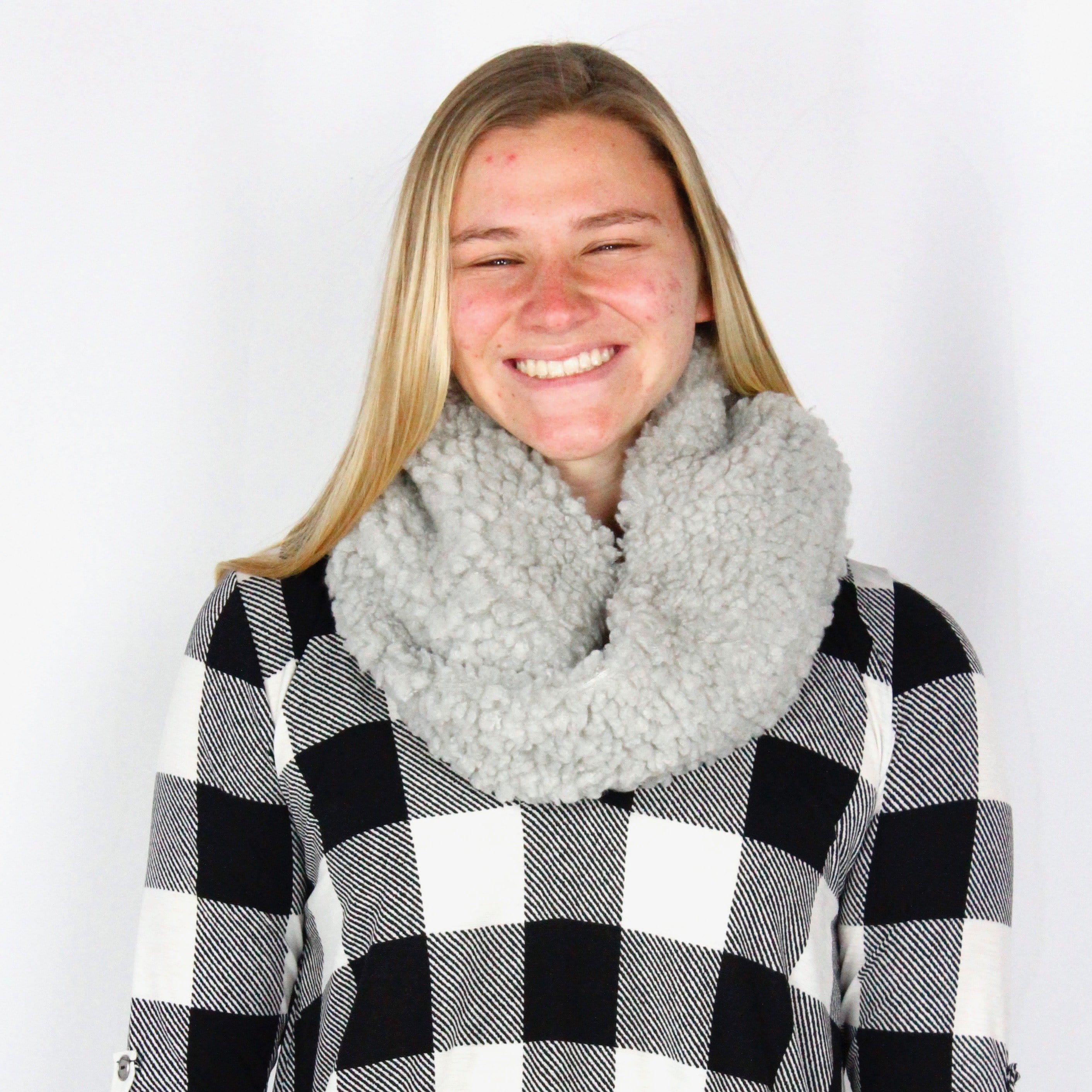 Gray Furry Cowl Scarf