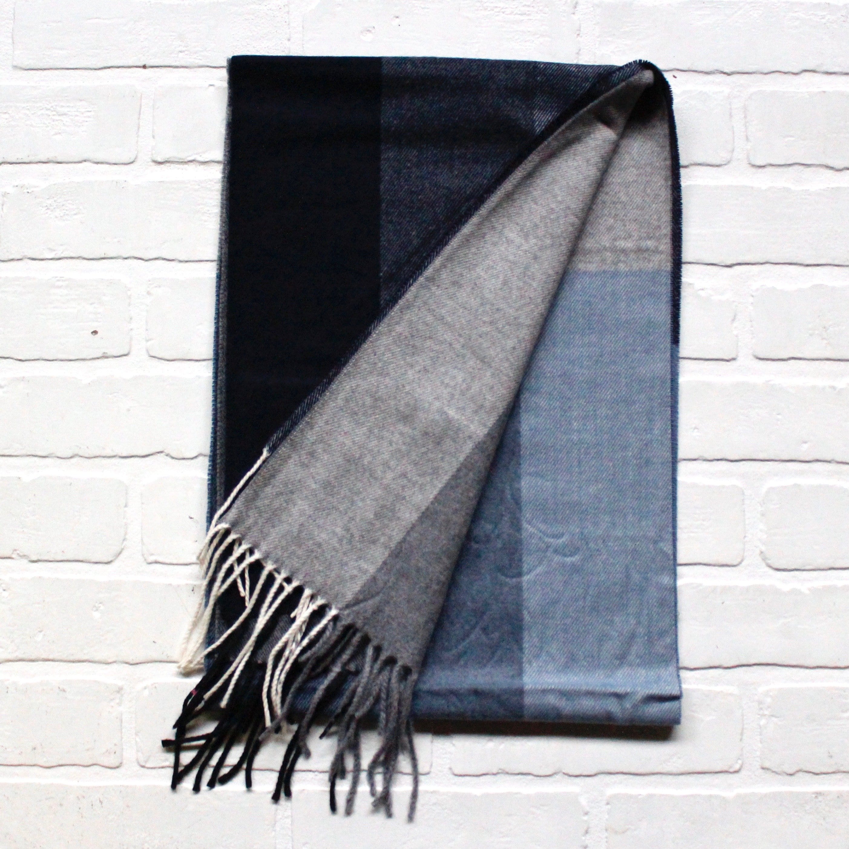 Cashmere Feel Scarf Navy Stripe