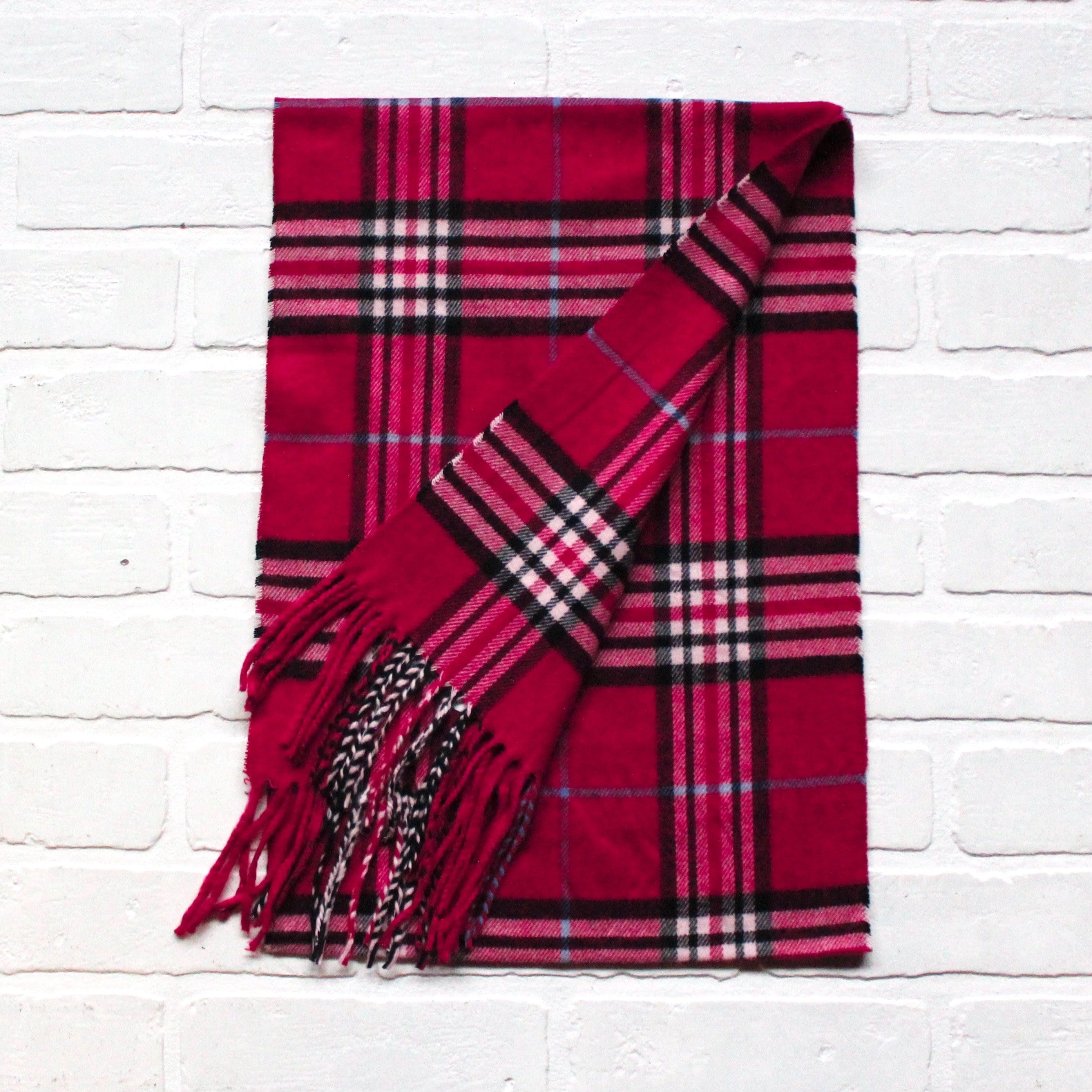 Cashmere Feel Scarf Rose Plaid