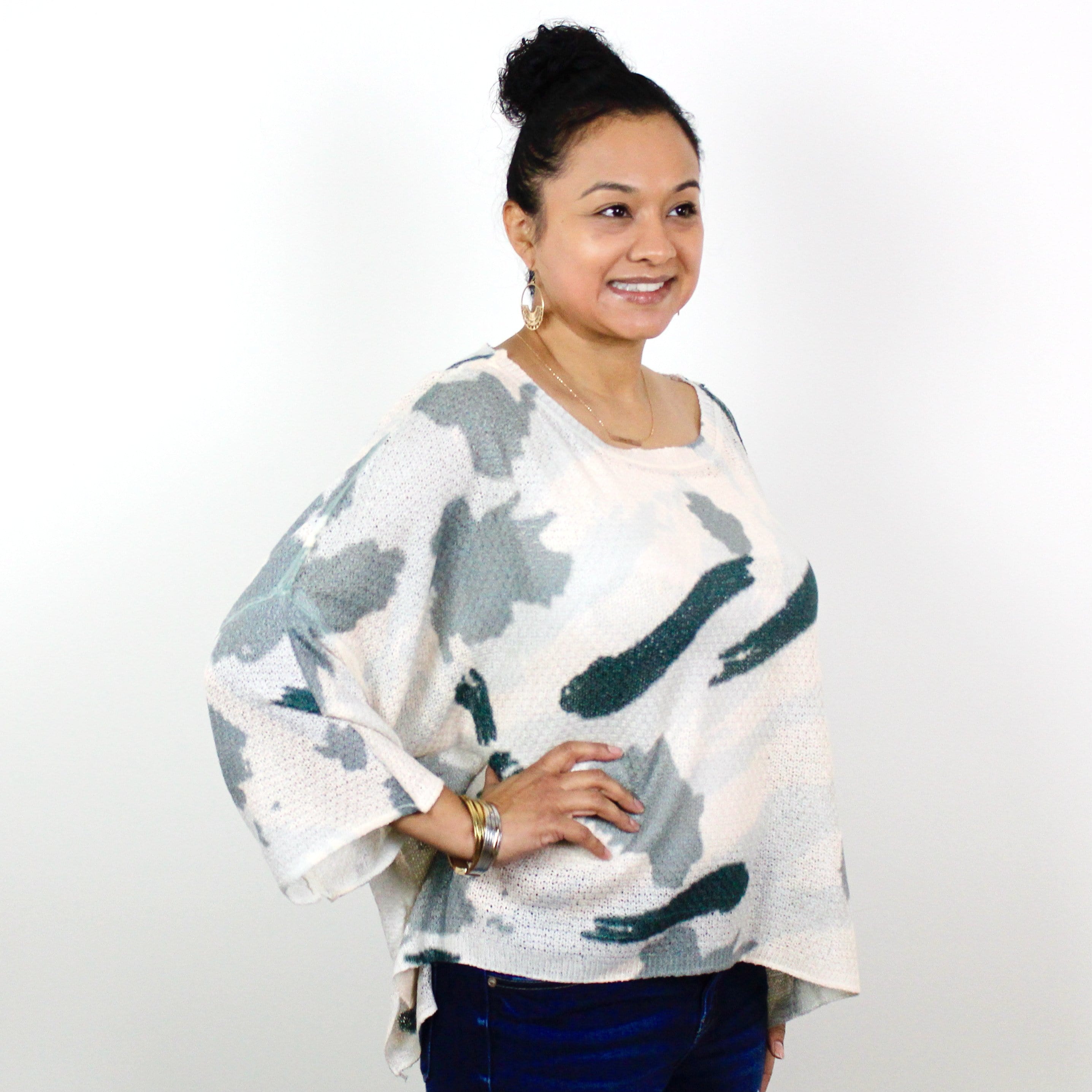 Lightweight Camo Sweater Top