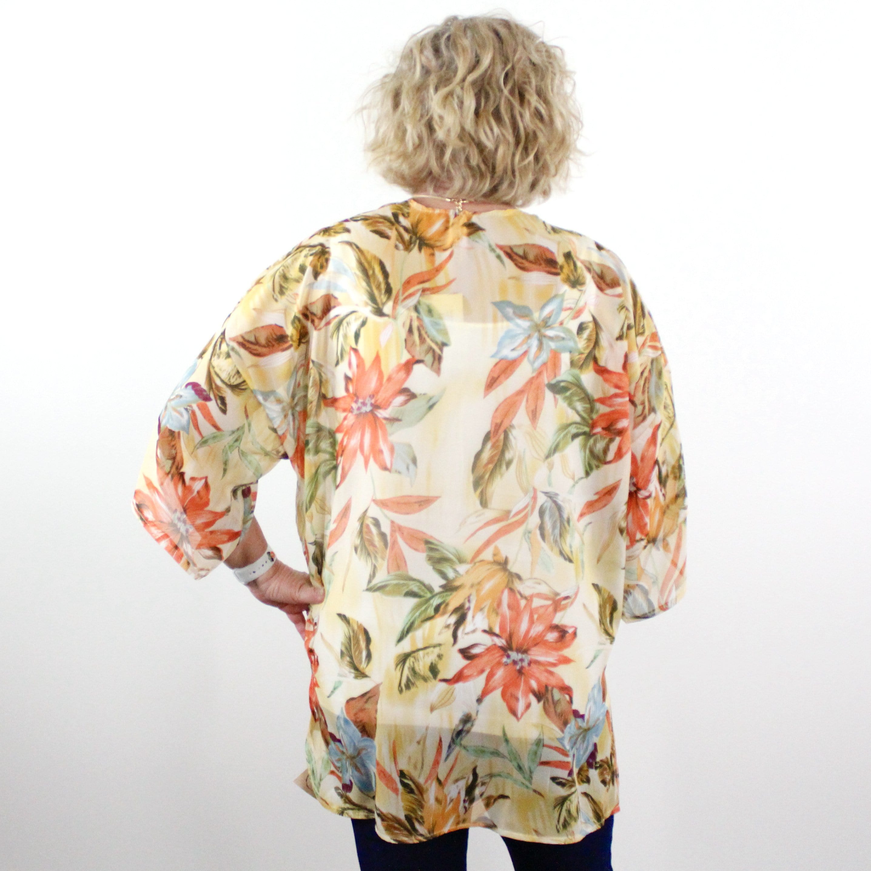 Yellow Leaf Chiffon Kimono