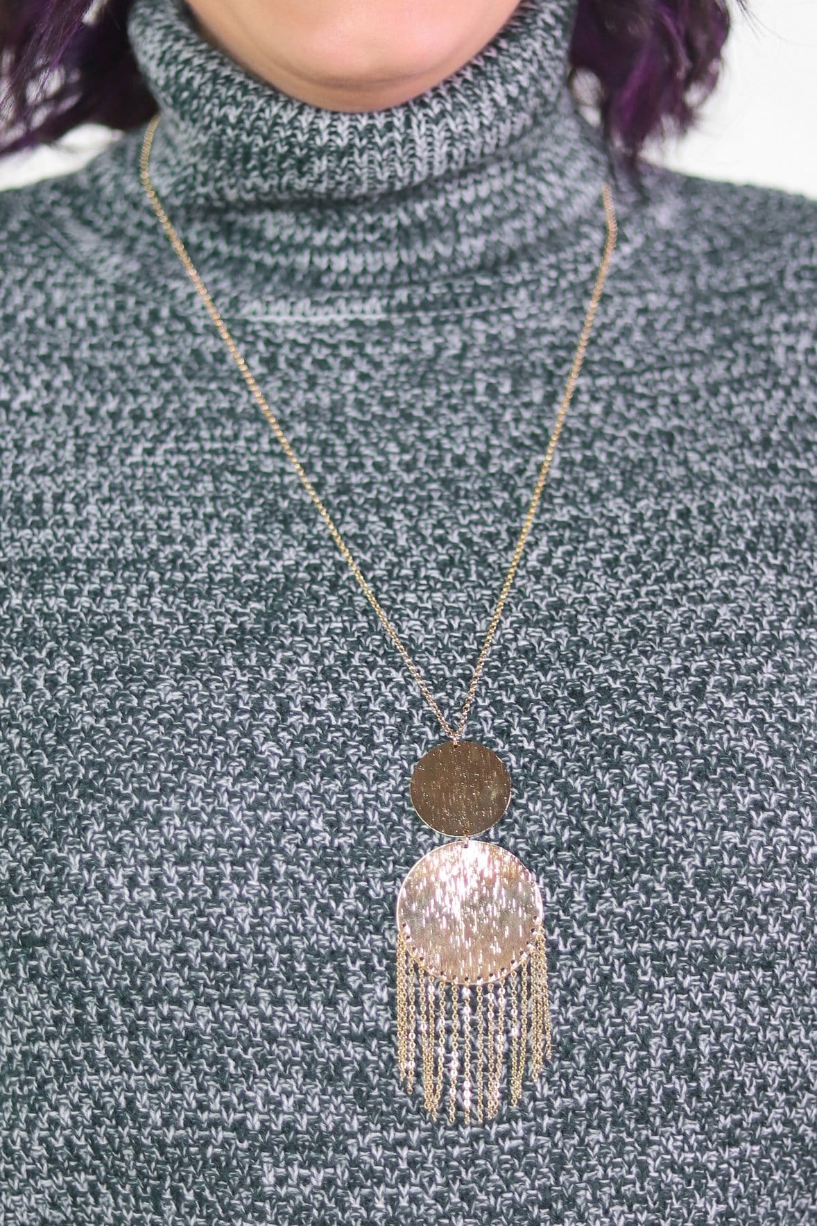 Disc Chain Long Necklace