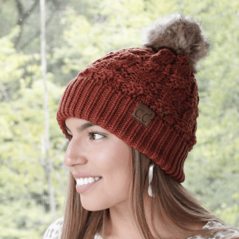 Ribbed Knit Pom Beanie