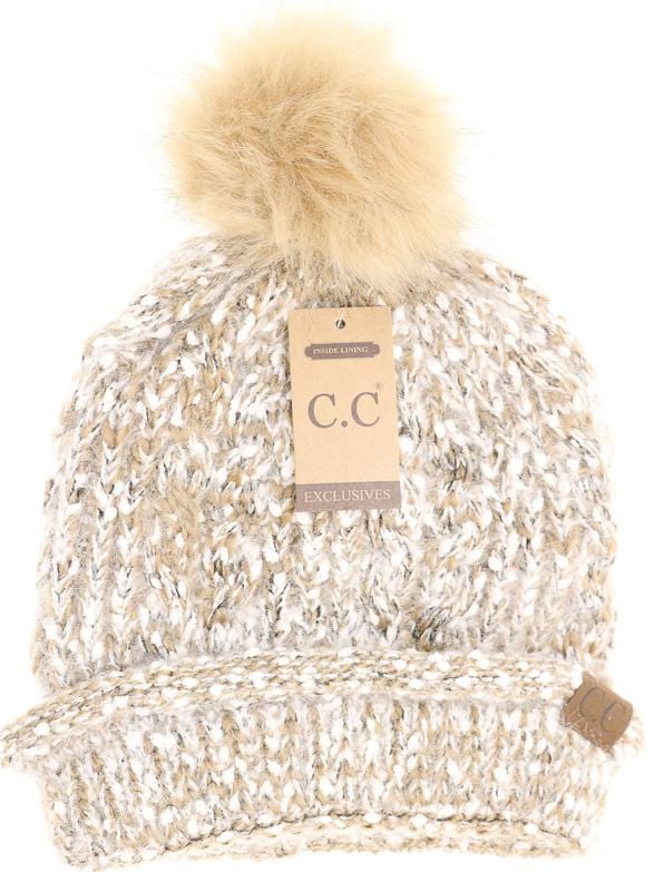 Eyelash Confetti Yarn Knitted Pom Beanie