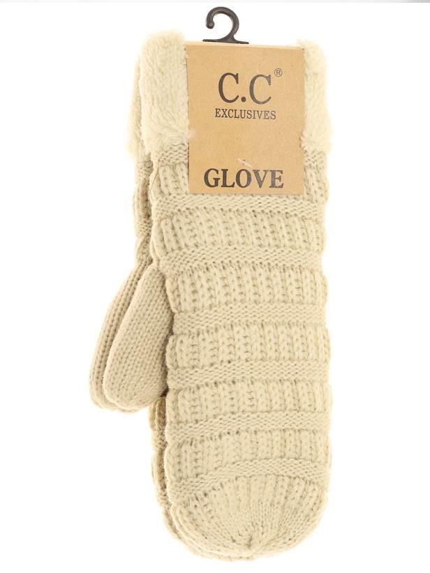 Beige Knit Mitten
