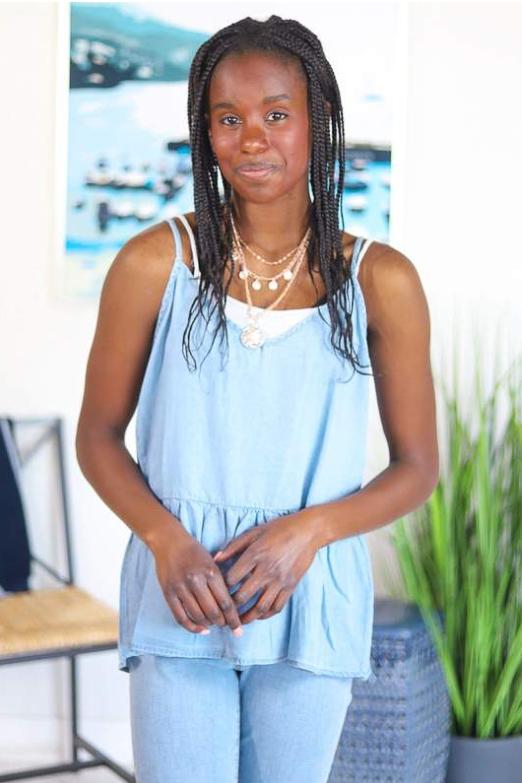 Chambray Peplum Tank