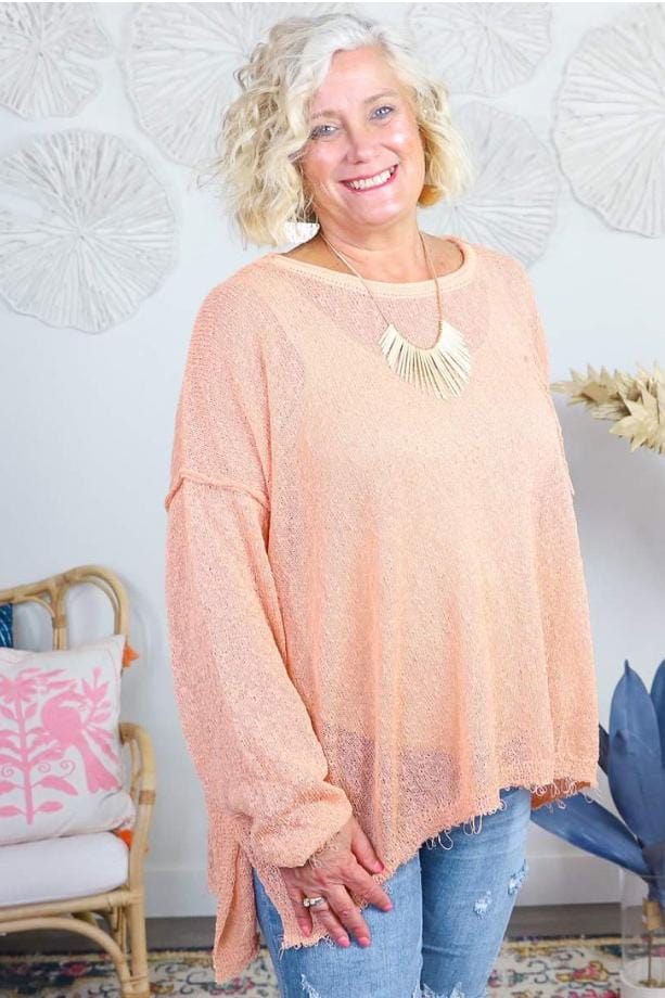 terry knit exposed hem top