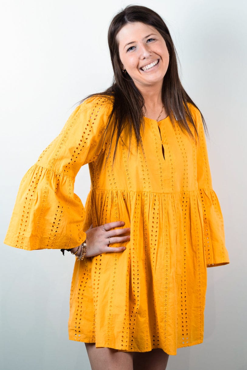 Mustard Raylee Eyelet Dress