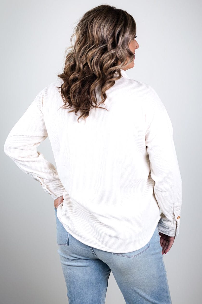 Ivory Soft Corduroy Button Jacket