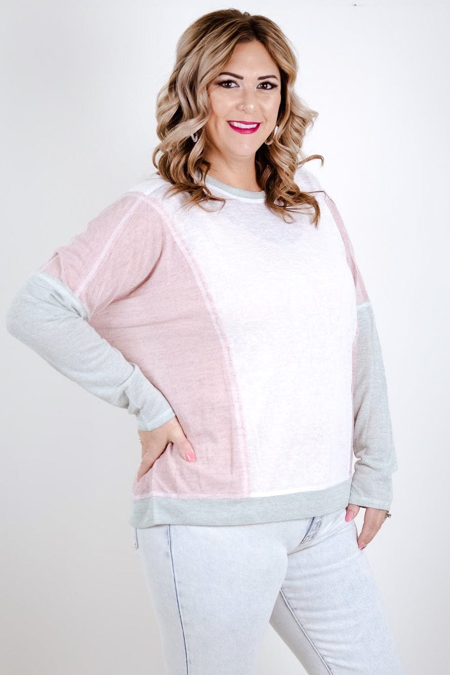 Colorblock Knit Long Sleeve Top