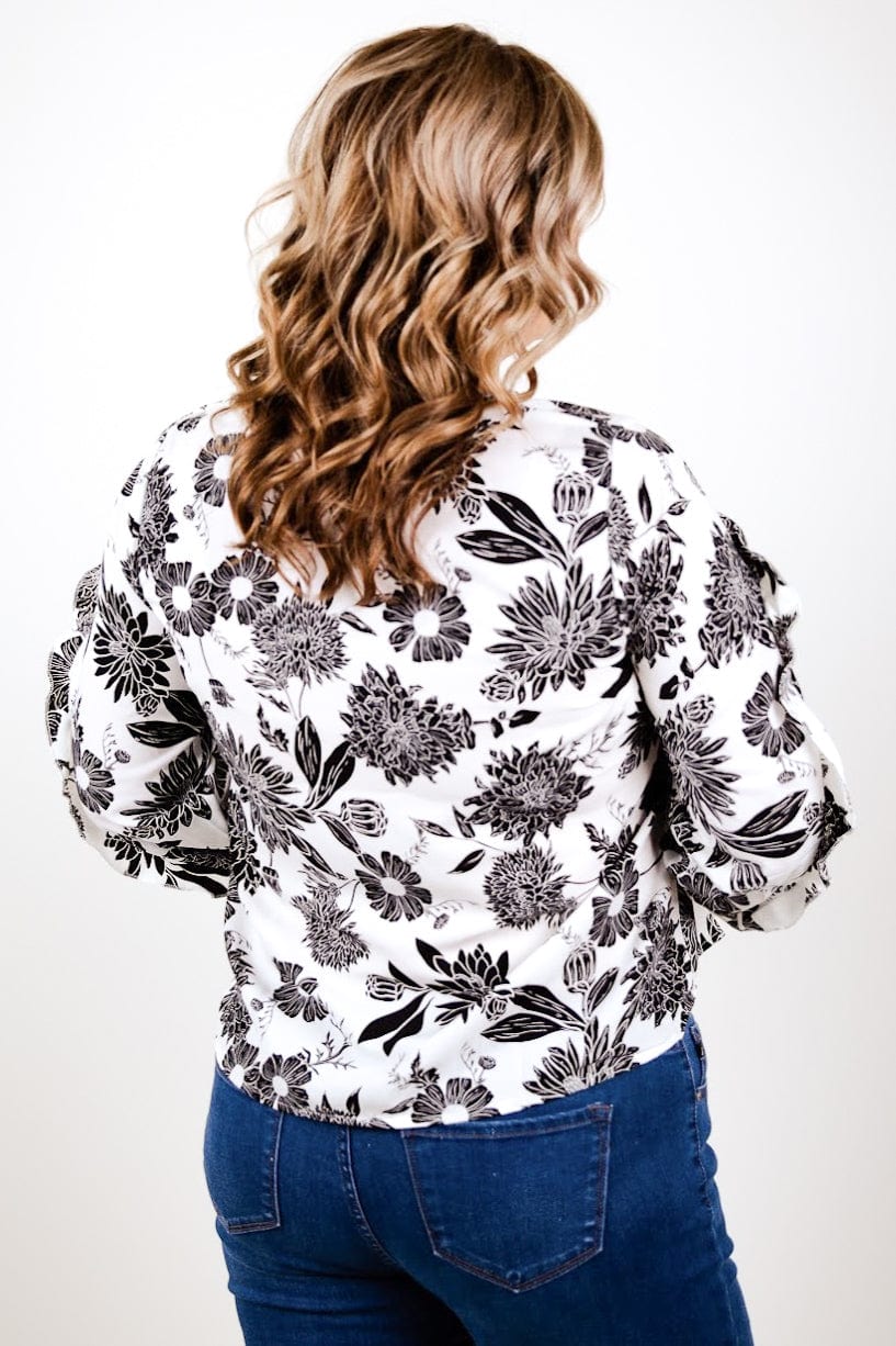 Black & White Floral Blouse