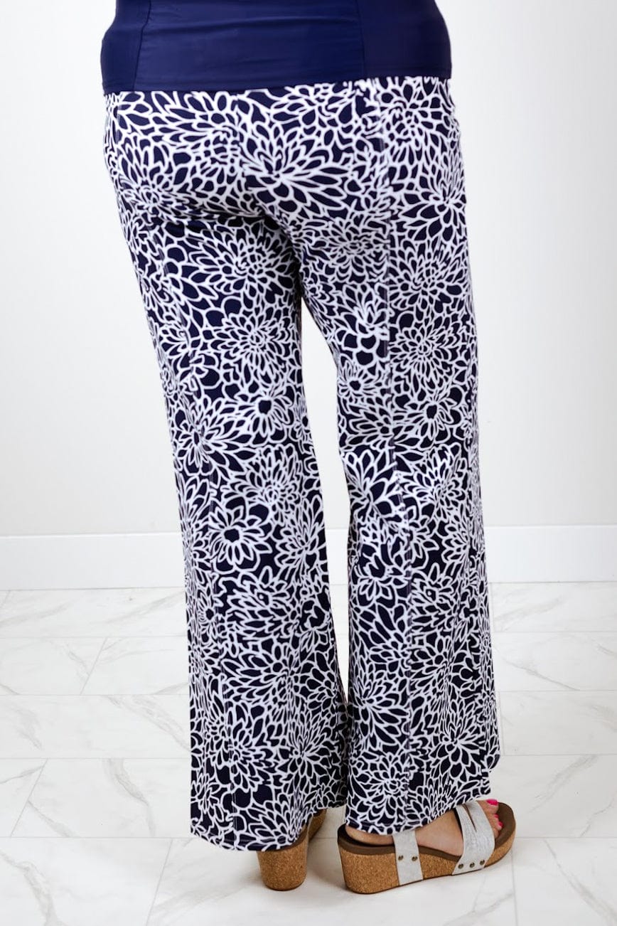 Navy & White Mod Floral Mercedes Pant