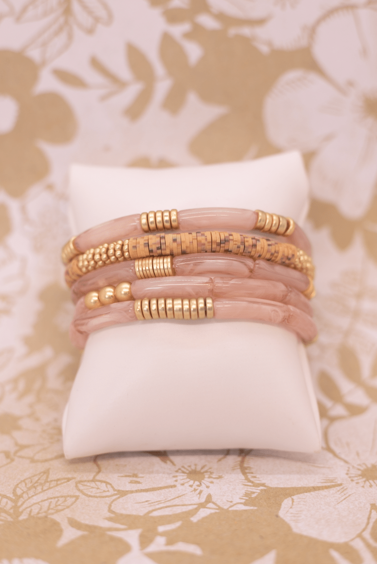 Rose & Gold Elastic Set/5 Bracelet