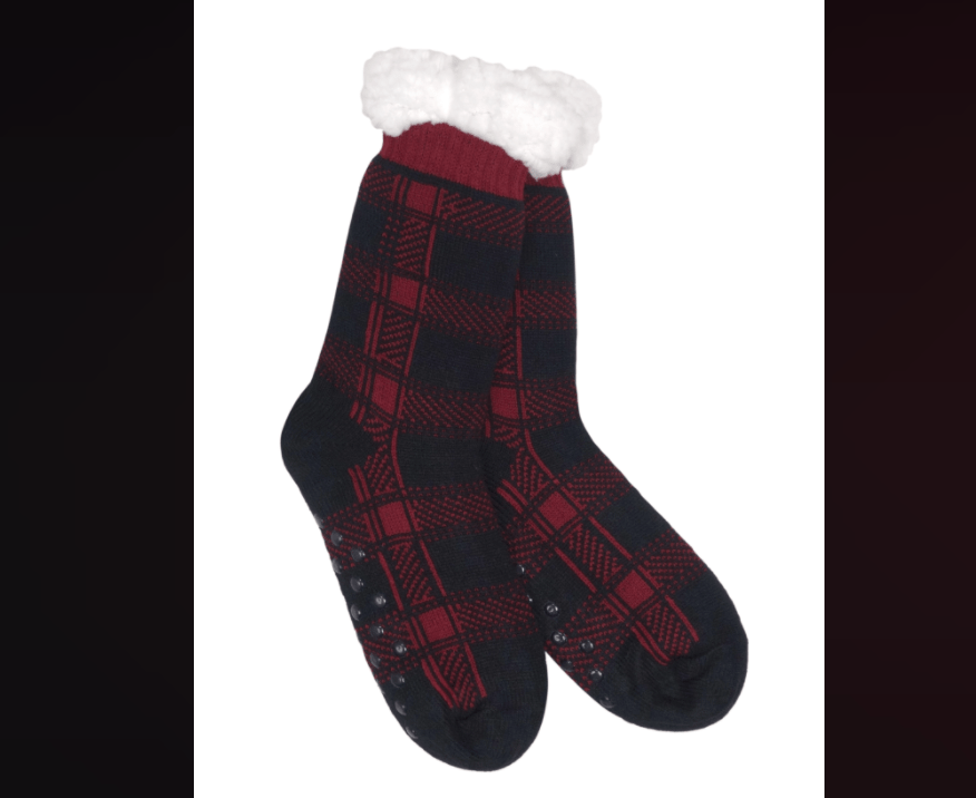 Scottish Red Plaid Thermal Slipper Sock