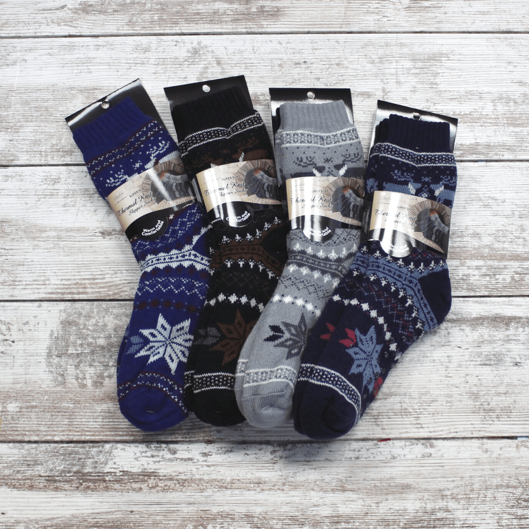 Men's White Tail Snowflake Thermal Sock