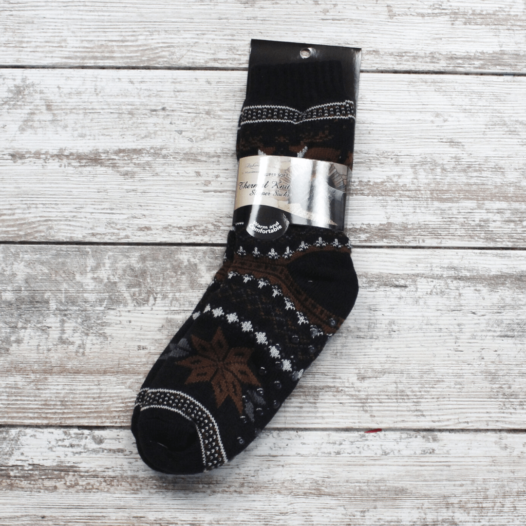Men's White Tail Snowflake Thermal Sock