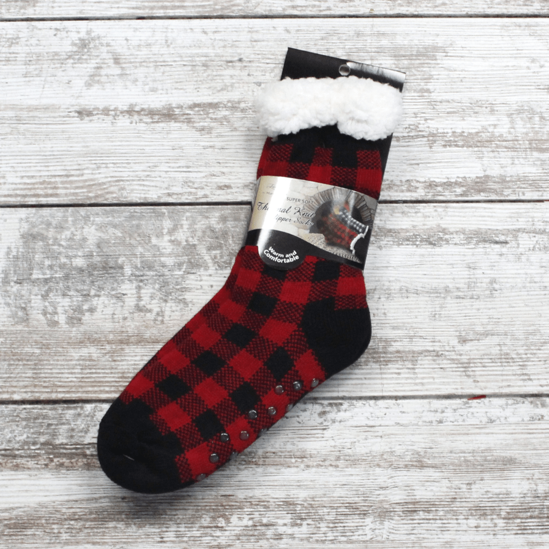 Buffalo Plaid Knit Thermal Sock