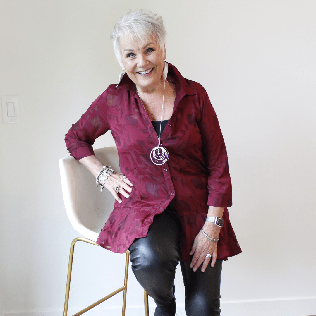 Burgundy Ruffle Hem Top