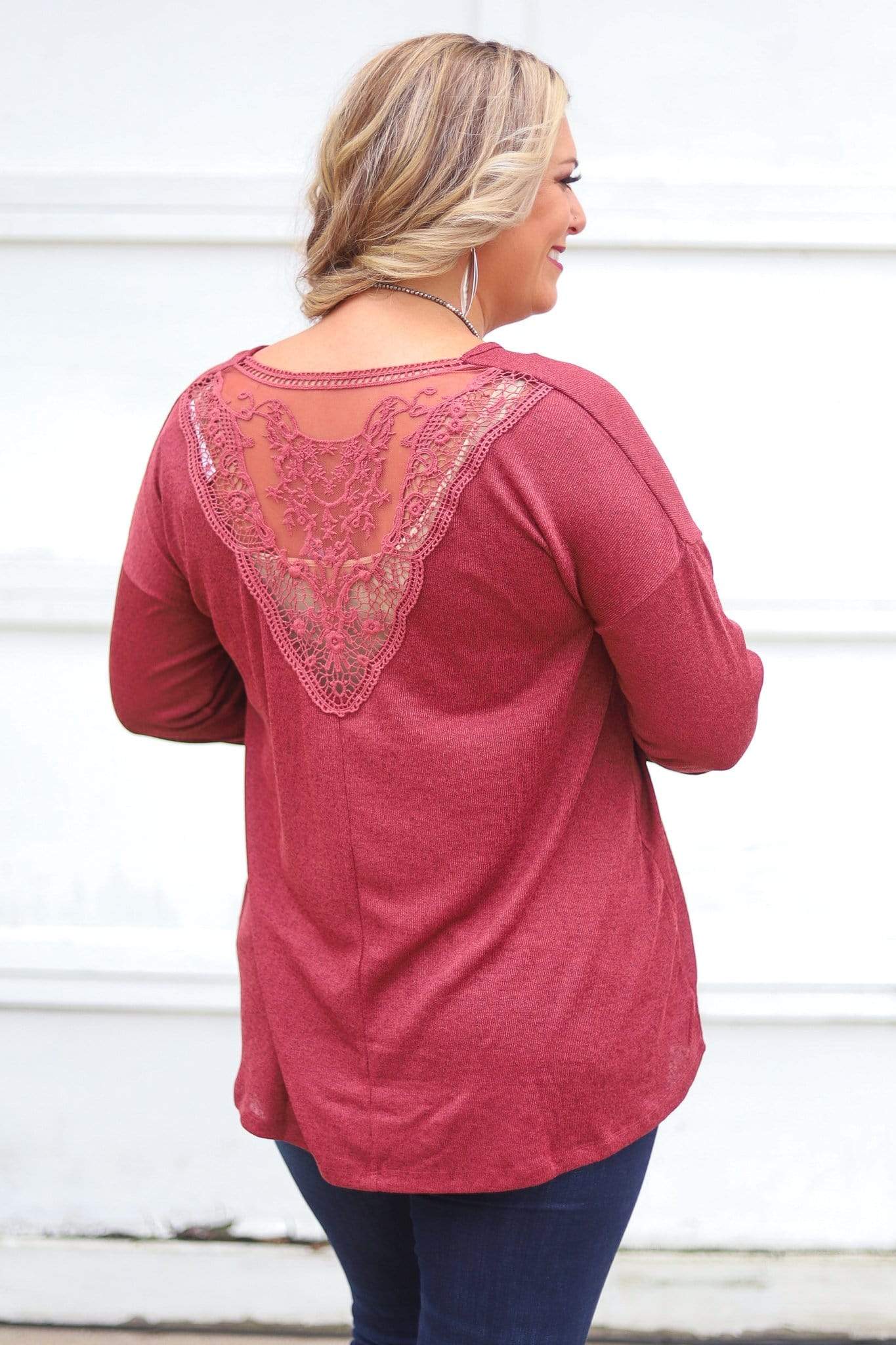 sangria lace detail top