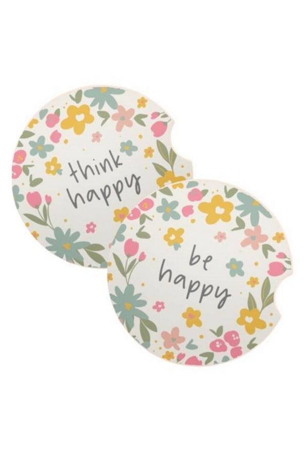 Think Happy Car Coasters 2PK