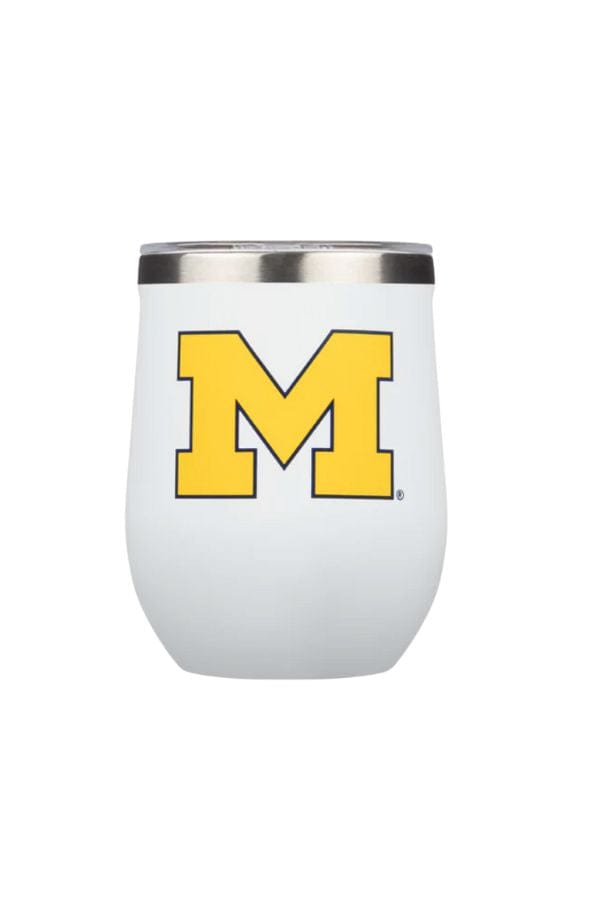 Corkcicle 12oz Stemless - Gloss White Michigan