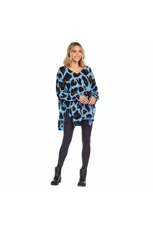 Blue Scottie Printed Sweater OS