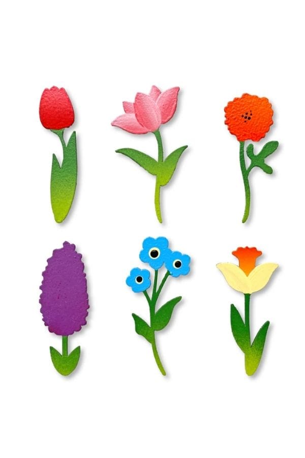 Rainbow Flower Stem Magnets S/6