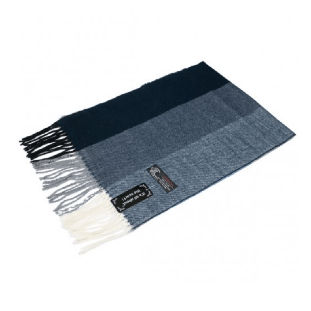 Cashmere Feel Scarf Navy Stripe
