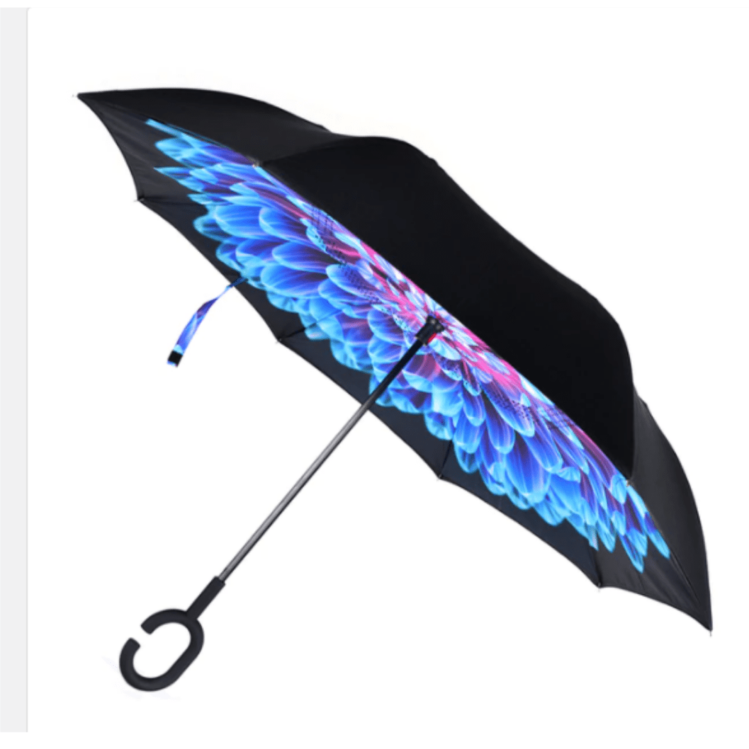 Blue Flower Reversible Umbrella