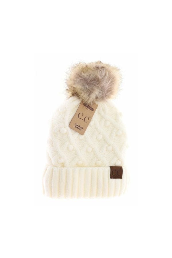 Ivory Bobble Beanie