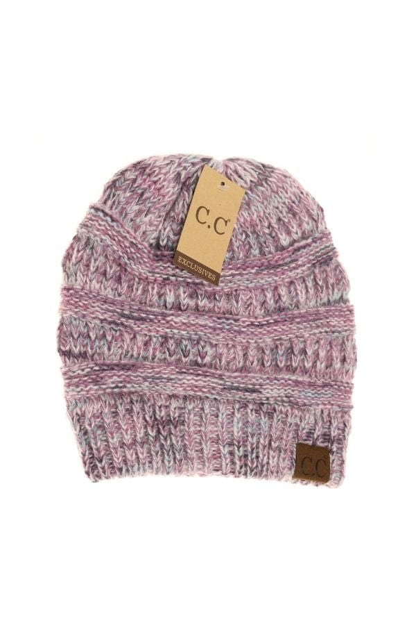 New Lavender Multi Color Diagonal Beanie