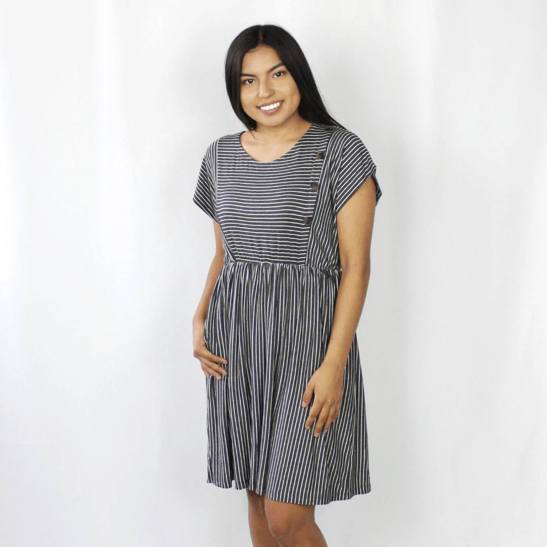 Stripe Button Babydoll Dress