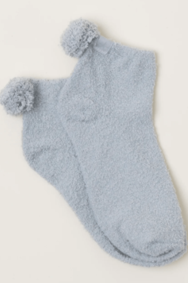 Cozy Chic Women's Pom Pom Ankle Sock - Ocean-Sea