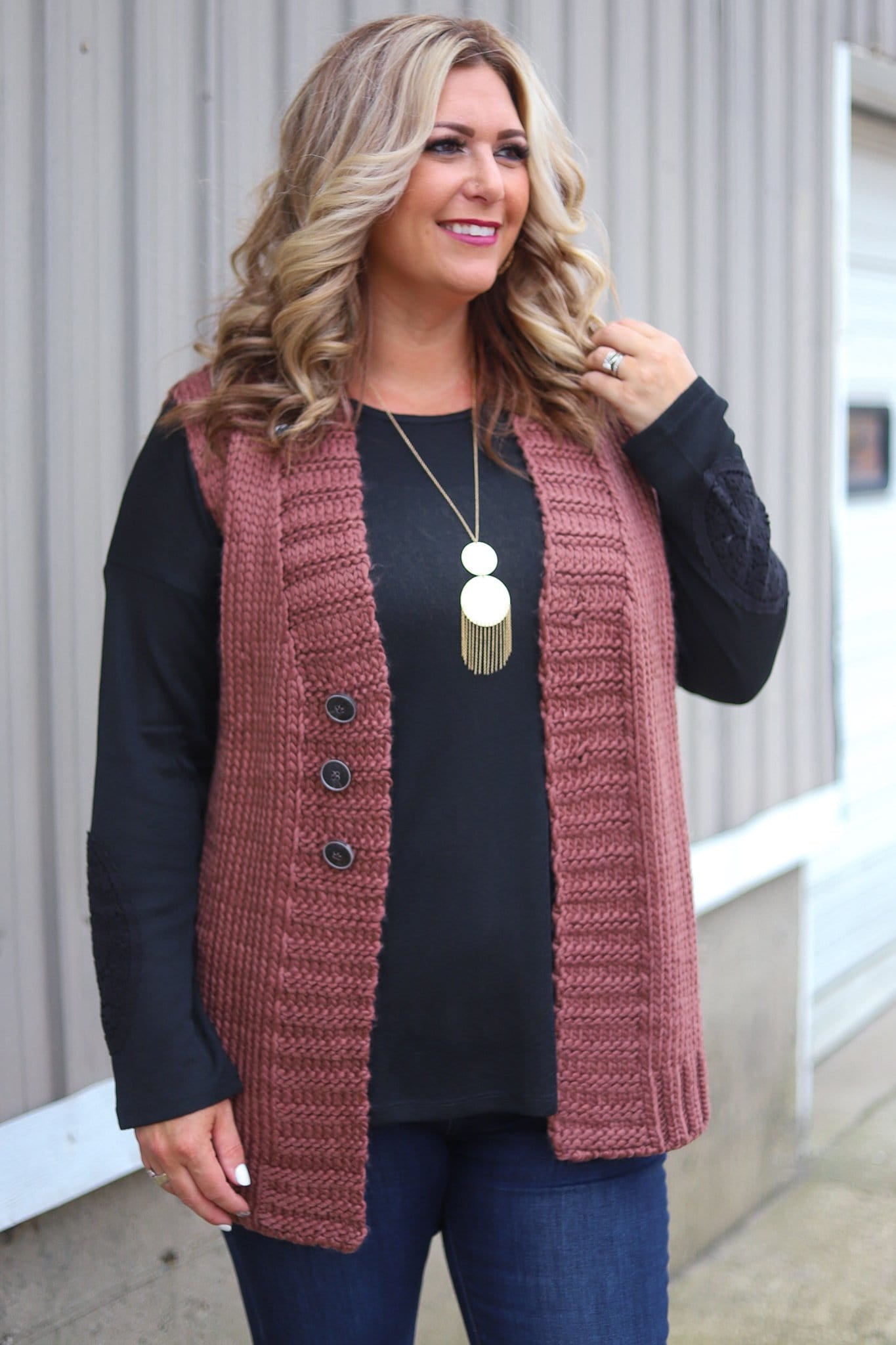 mauve sweater vest for women
